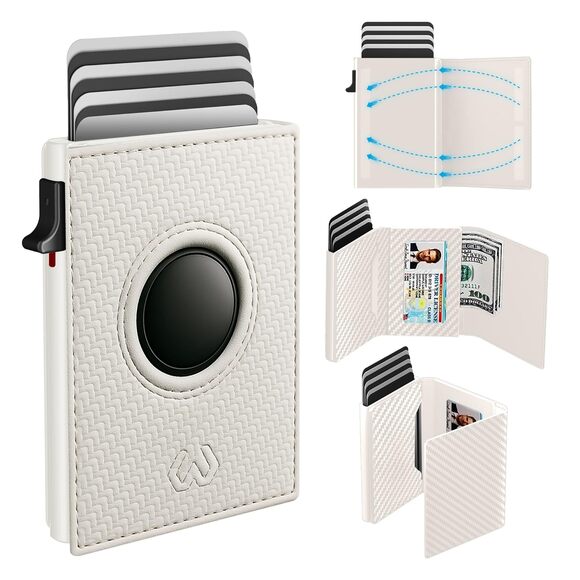 Handbags - 3111 Minimalist Smart Wallet with AirTag Holder, Carbon Fiber, RFID